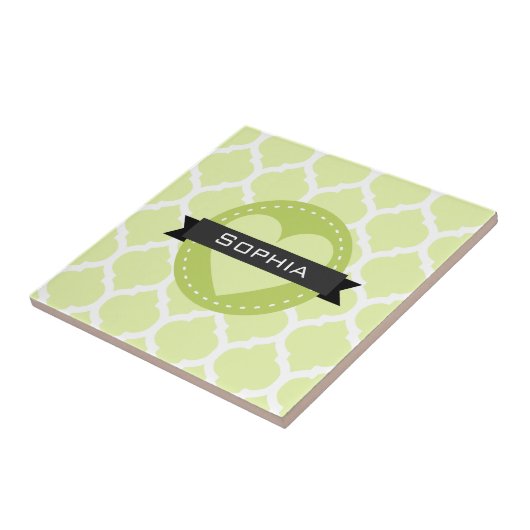 Sage Green Moroccan Lattice Pattern Tegeltje (Zijkant)