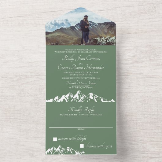 Sage Green Mountain All In One Uitnodiging (Binnen)