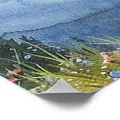 Sage Green Mountain Bloemen Huwelijk Welkom Teken Poster (Hoek)