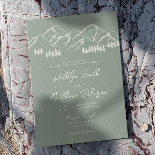 Sage Green Mountain Pine Tree Minimalistische brui Kaart