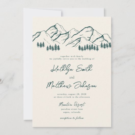 Sage Green Mountain Pine Tree Minimalistische brui Kaart (Voorkant)