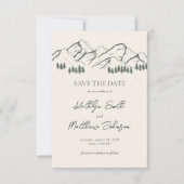 Sage Green Mountain Pine Tree Outdoor Bruiloft Save The Date (Voorkant)