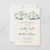Sage Green Mountain Pine Tree Outdoor Bruiloft Save The Date (Voorkant)