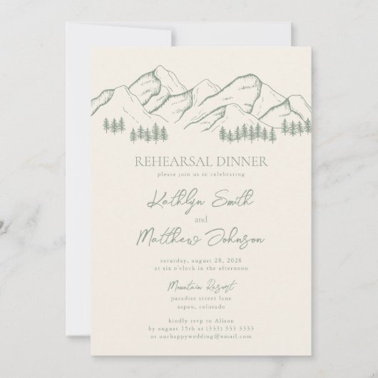Sage Green Mountain Pine Tree repetitie diner Kaart (Voorkant)