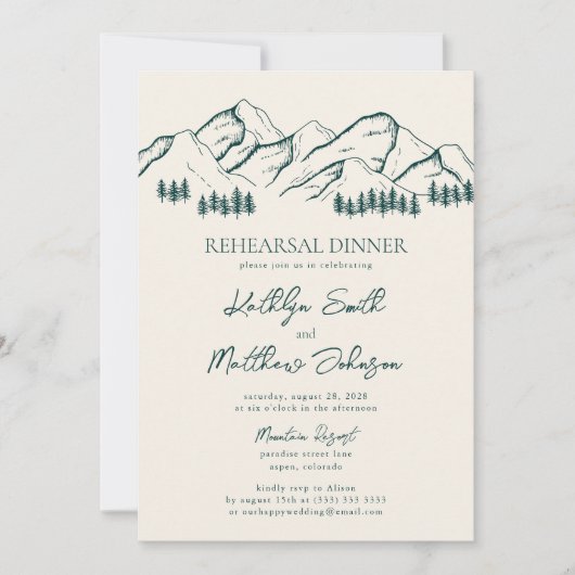 Sage Green Mountain Pine Tree repetitie diner Kaart (Voorkant)