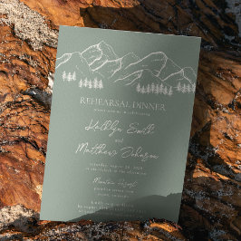 Sage Green Mountain Pine Tree repetitie diner Kaart