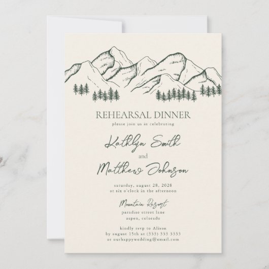 Sage Green Mountain Pine Tree repetitie diner Kaart (Voorkant)