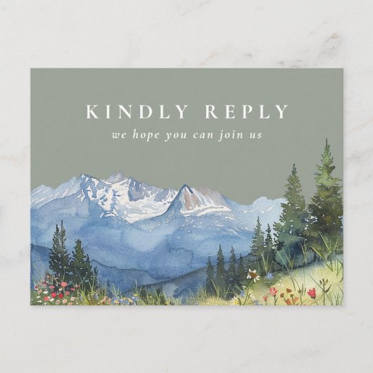 Sage Green Mountain Song Request RSVP-Briefkaart Uitnodiging Briefkaart (Voorkant)