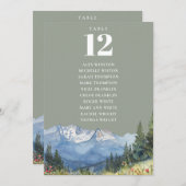 Sage Green Mountain Tafel Nummer Zitplaatskaart Kaart (Voorkant / Achterkant)