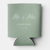 Sage Green Mr. en Mrs. Wedding Favors Blikjeskoeler (Voorkant)