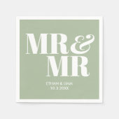 Sage Green MR & MR gepersonaliseerde bruiloft serv Servet (Voorkant)