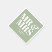 Sage Green Mr & Mrs Gepersonaliseerde bruiloft ser Servet (Hoek)