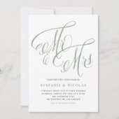 Sage Green Mrs. en Mrs Rustic Script Wedding Kaart (Voorkant)