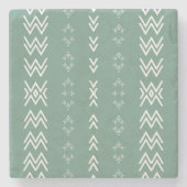 Sage Green Mud-Cloth Stenen Onderzetter (Voorkant)