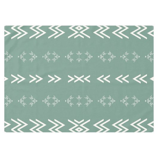 Sage Green Mud-Cloth Tafelkleed (Voorkant (Horizontaal))