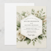 Sage Green Muted Botanical Wedding Kaart (Voorkant / Achterkant)