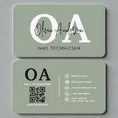 Sage Green Nail Artist QR Code Visitekaartje