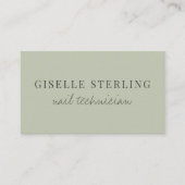 Sage Green Nail Technician QR Code Visitekaartje (Voorkant)