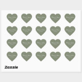 Sage Green Name Date Elegant Wedding Hart Sticker (Vel)