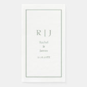 Sage Green Name Monogram Minimal Elegant Wedding Servet (Voorkant)