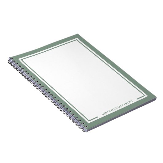 Sage Green Name Monogram Notitieboek (Rechterzijde)