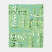Sage Green Name Pattern Fleece Deken (Voorkant)