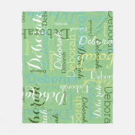 Sage Green Name Pattern Fleece Deken