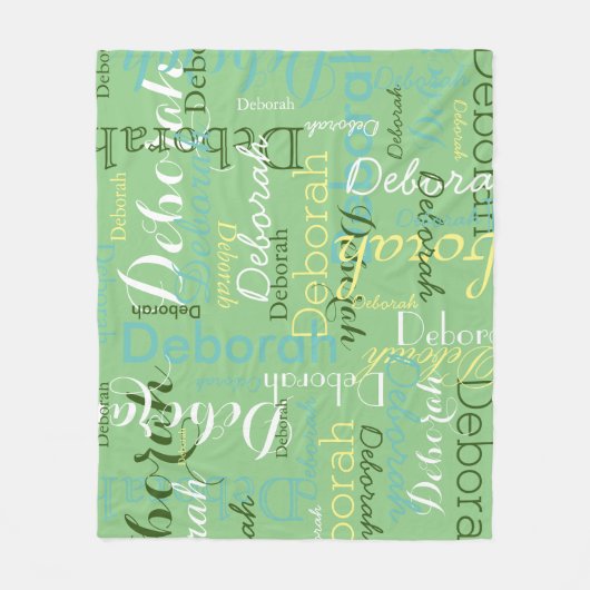 Sage Green Name Pattern Fleece Deken (Voorkant)