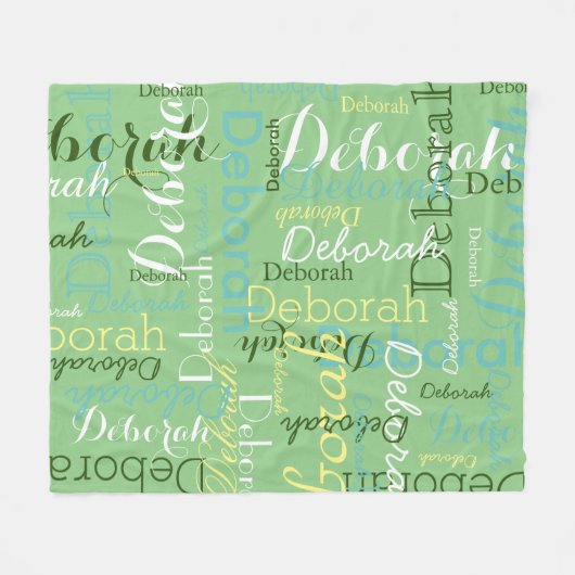Sage Green Name Pattern Fleece Deken (Voorkant (Horizontaal))
