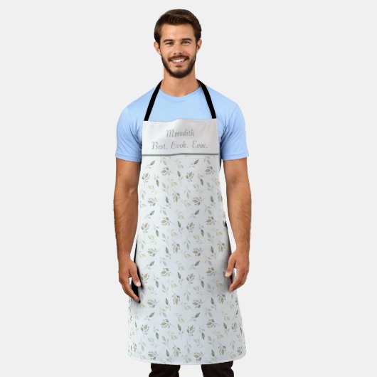 Sage Green Named Best Cook Ever Apron Schort (Gedragen)