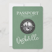 Sage Green Nashville Passport Wedding Kaart (Achterkant)