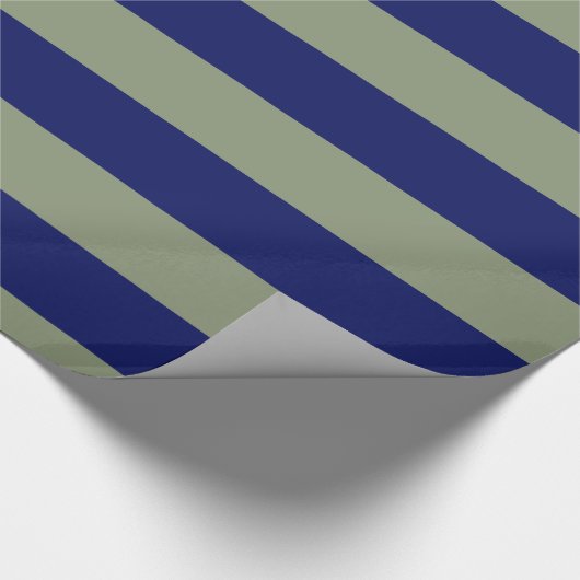 Sage Green, Navy Blue XL Stripes Pattern V Cadeaupapier (Hoek)
