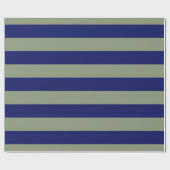 Sage Green, Navy Blue XL Stripes Pattern V Cadeaupapier (Vlak)