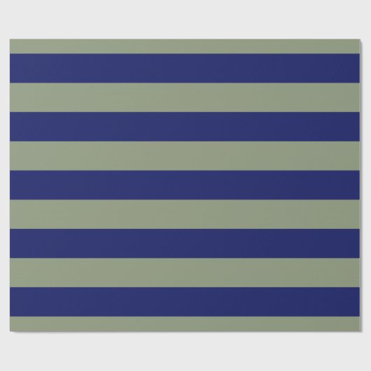 Sage Green, Navy Blue XL Stripes Pattern V Cadeaupapier (Vlak)