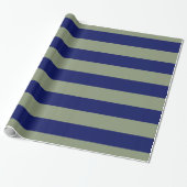 Sage Green, Navy Blue XL Stripes Pattern V Cadeaupapier (Uitgerold)
