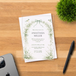 Sage Green Nesting Party Baby Shower Acryl Uitnodigingen