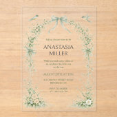 Sage Green Nesting Party Baby Shower Acryl Uitnodigingen (Voorkant)