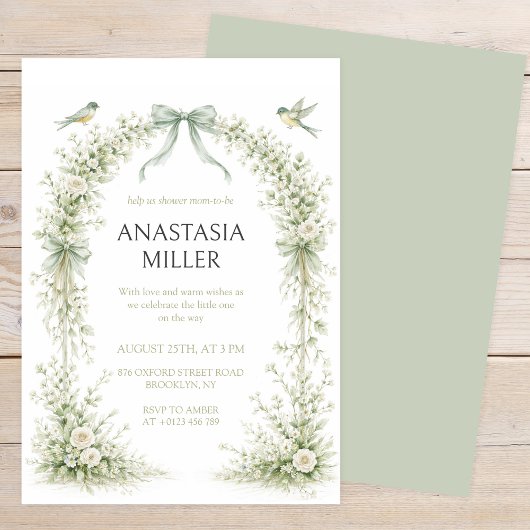 Sage Green Nesting Party Baby Shower Kaart