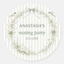Sage Green Nesting Party Baby Shower Ronde Sticker