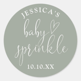 Sage Green Neutral Baby Sprinkle Shower Favoriet Ronde Sticker