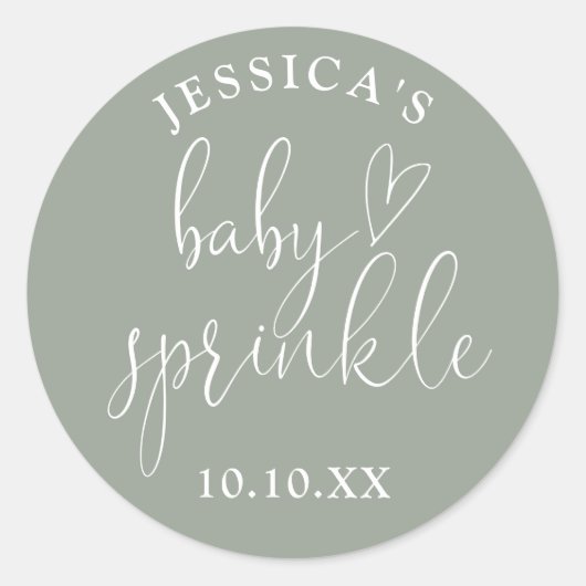 Sage Green Neutral Baby Sprinkle Shower Favoriet Ronde Sticker (Voorkant)