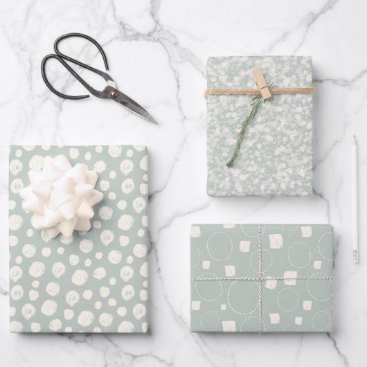 Sage Green Neutral Elegant Chic Abstract Patroon Inpakpapier Vel (Voorkant)