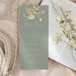 Sage Green Neutral Floral Wedding Menu