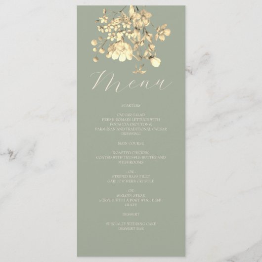 Sage Green Neutral Floral Wedding Menu (Voorkant)