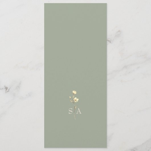 Sage Green Neutral Floral Wedding Menu (Achterkant)