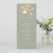 Sage Green Neutral Floral Wedding Menu (Staand voorkant)