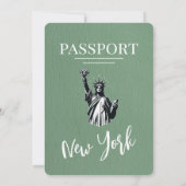 Sage Green New York Passport Wedding Kaart (Achterkant)