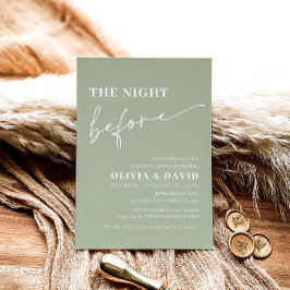 Sage Green Night before Rehearsal Dinner Invite Kaart