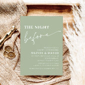 Sage Green Night before Rehearsal Dinner Invite Kaart
