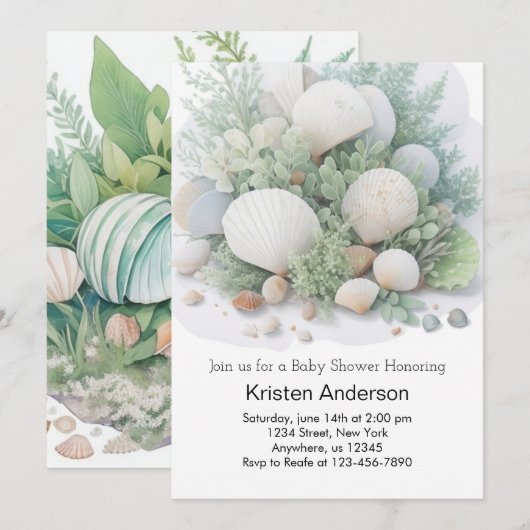 Sage Green Ocean Dream Baby shower Kaart (Voorkant / Achterkant)